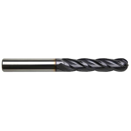 Gs Tooling 8mm Diameter 4-Flute Ball Nose Long Length TiAlN Coated Carbide End Mill 101768